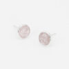 Studs øredobber i sølv med 1 rund rosa innfelt glassstein KJEP005
