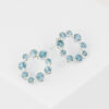 Store studs sølvøredobber med 9 blåturkis glassteiner kjesbts-002